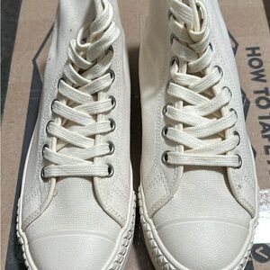 Stylish Cream High-Top Sneakers